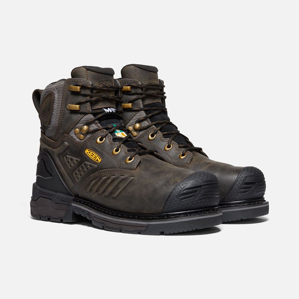 Keen Trekking Bot Erkek Siyah Kahverengi - Csa Philadelphia 6\" Internal Met Waterproof (Carbon-Fiber